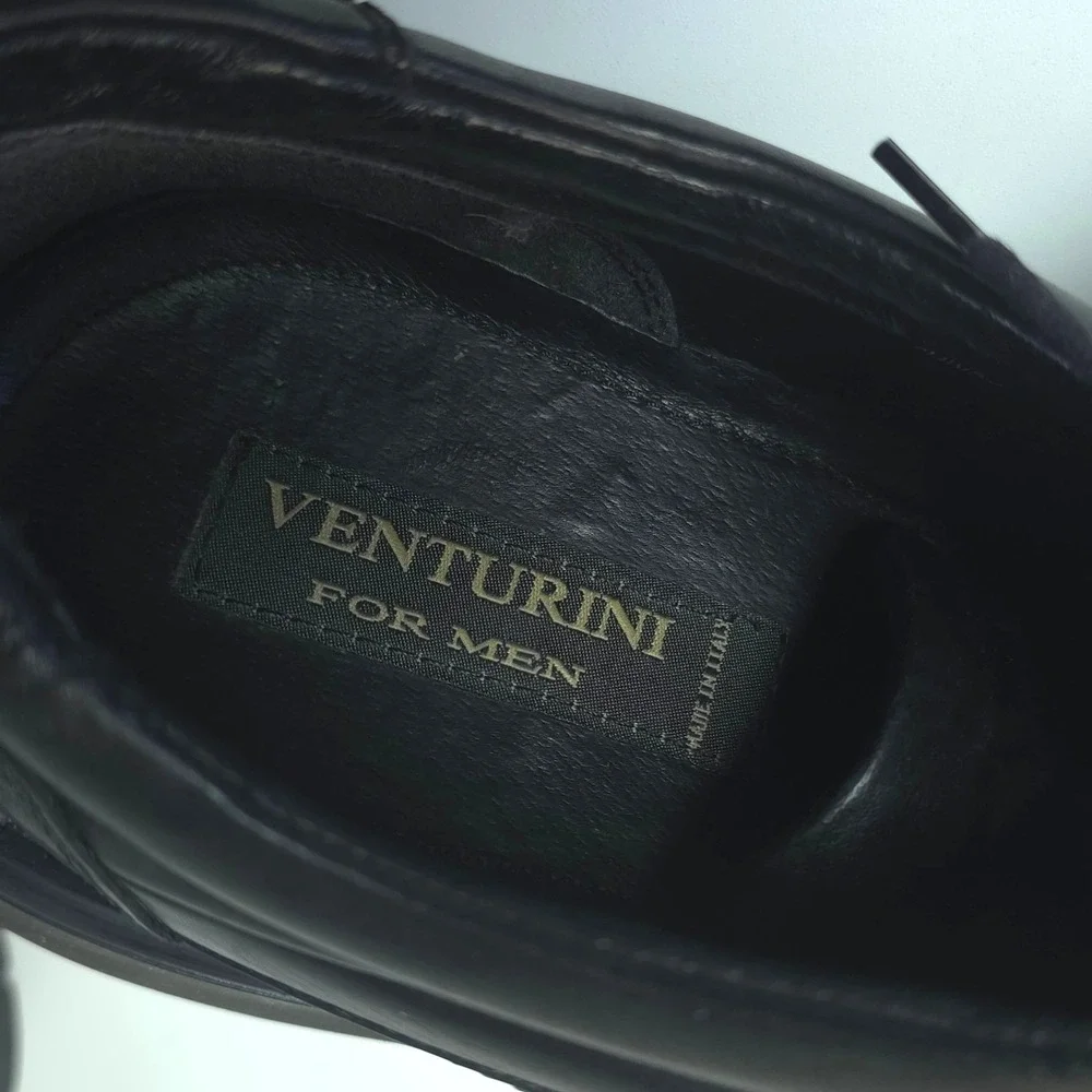 Venturini‎ Italy Black Leather Oxford Shoes Mens 11 M Lace Up Comfort Dress